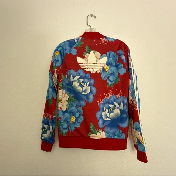Adidas Red and Blue Floral Print Jacket Size XS - Picture 12 of 15